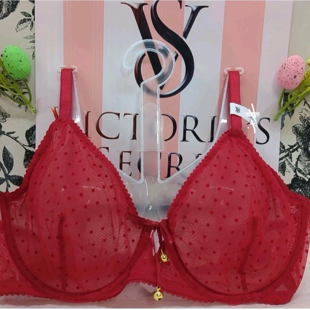 Victoria's Secret jingle bells demi bra 36DD new red underwire